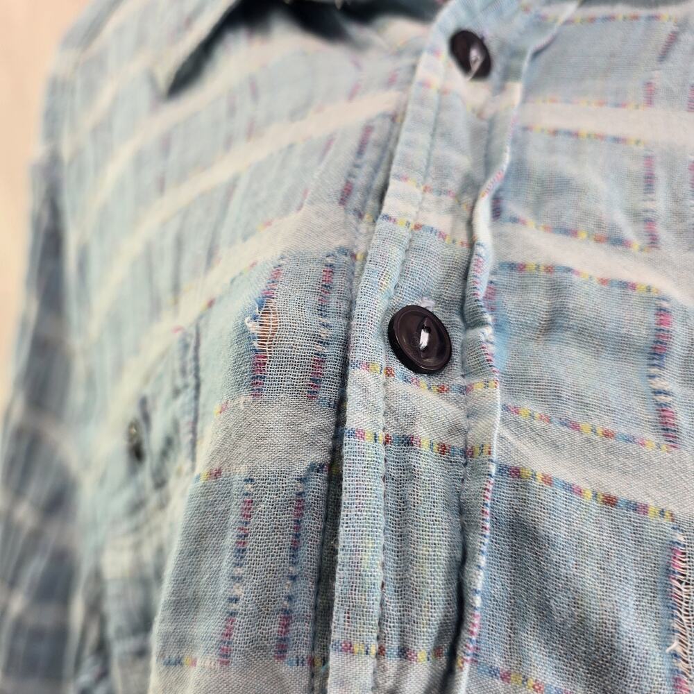Carbon 2 Cobalt Shirt Mens Large Blue Gauze Double Cotton Button Carbon2Cobalt - Picture 11 of 14